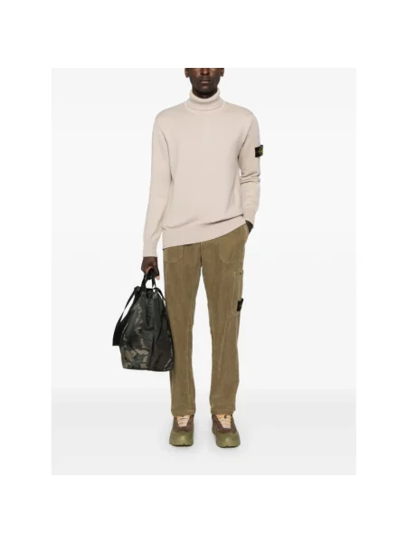Dzianinowy sweter Stone Island casual z kamieniami beżowy