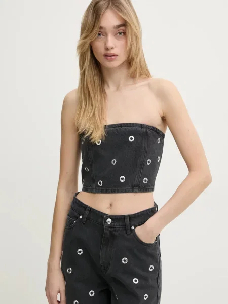 Rotate bluza subtire de blugi 0 femei cu imprimeu gri