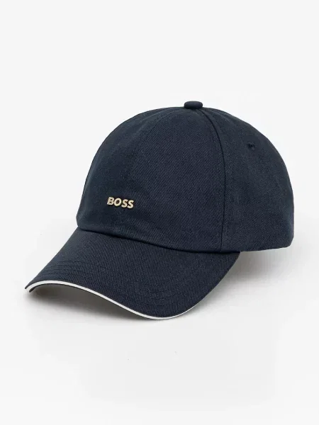 Шапка с козирка BOSS с апликация тъмносиньо