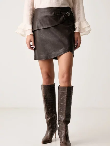 Guess fustă cu vâscoză LUCIA maro