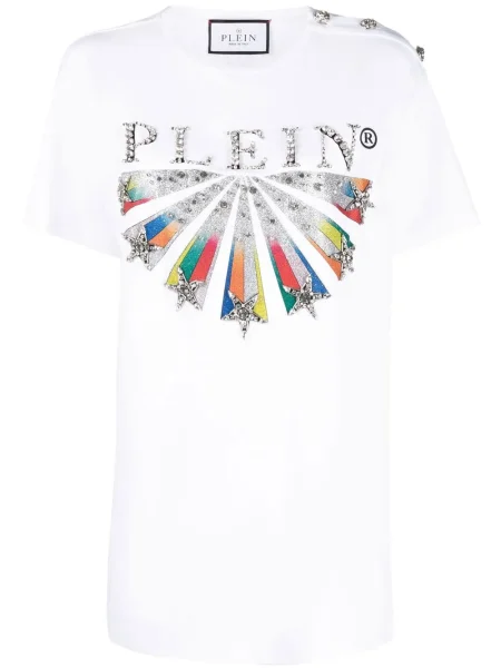 Tricou Philipp Plein cu imagine scurt alb