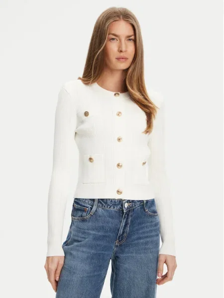 Жилетка Guess EMMIE дамска от лека материя бяло