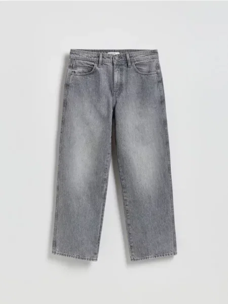 Reserved Blugi baggy cu efect prespălat gri