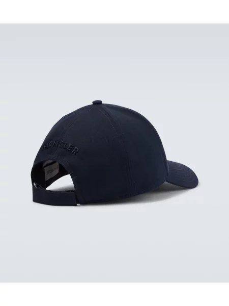 Șapcă Moncler din țesătură twill cu autograf albastru