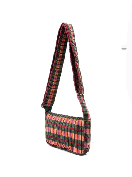 Matlasat geanta crossbody épice în carouri portocaliu