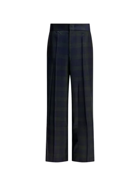 Pantaloni Sa Su Phi de lână în carouri albastru
