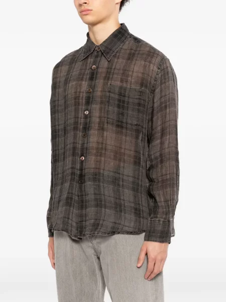 Kostkovaná košile Our Legacy hnědá