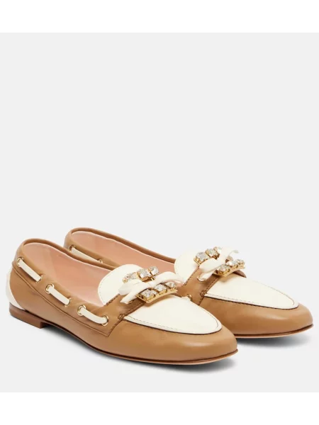 Pantofi loafer Roger Vivier din piele bej