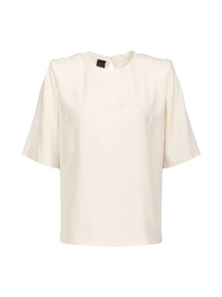 Koszulka Pinko elegancka z krótkim rękawem żakardowa biała