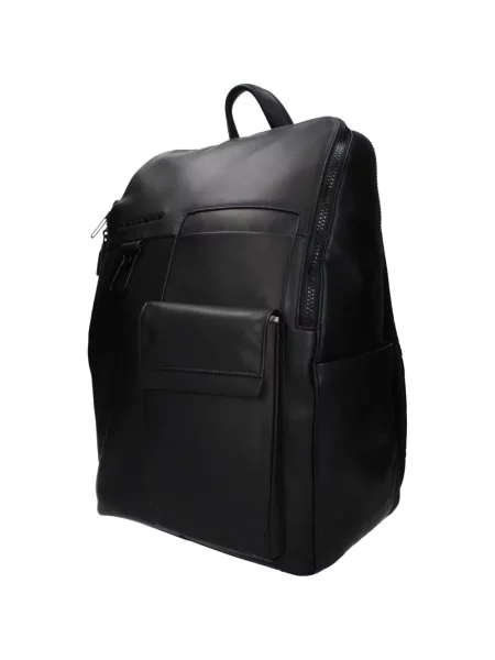 Rucsac Piquadro din piele cu autograf negru