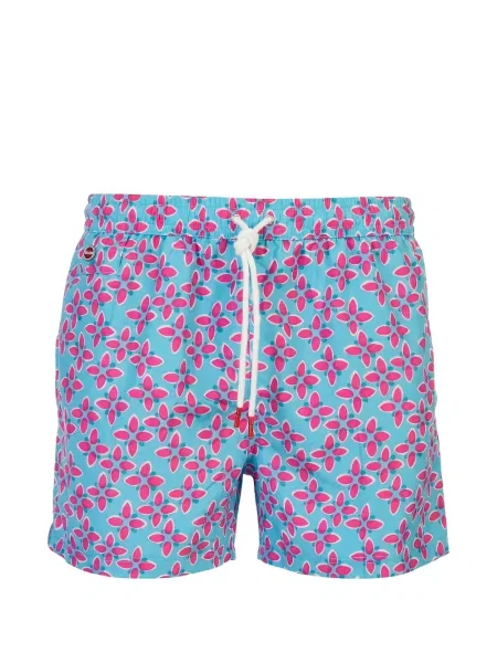 Slip de baie Kiton cu imagine cu imprimeu geometric albastru