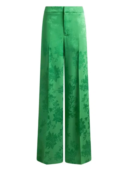 Pantaloni Etro cu model floral din jacard verde