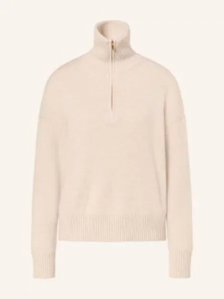 Maje Sweter Typu Troyer Z Kaszmirem beige beżowy