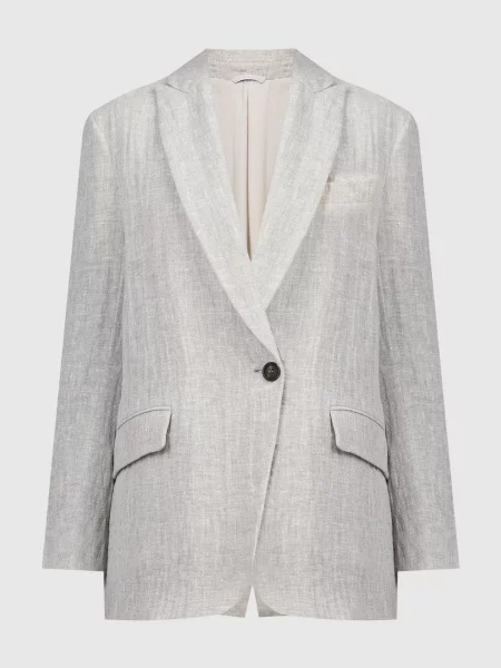 Жакет з льону з ланцюжком моніль Brunello Cucinelli сірий