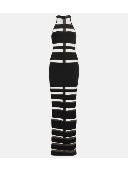 Rochie Balmain plasă cu gât halter negru