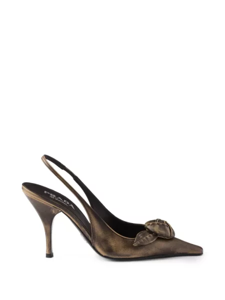 Pantofi cu toc Prada din piele slingback maro