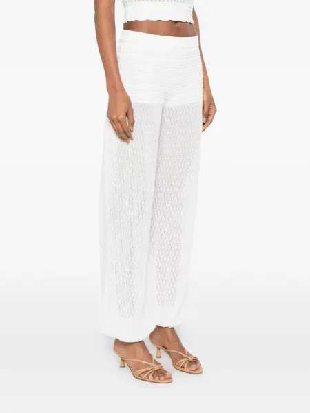 Pantaloni Retrofete tricotate alb