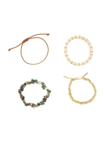 Pull&Bear Náramok nebielená / hnedá / zlatá zelená