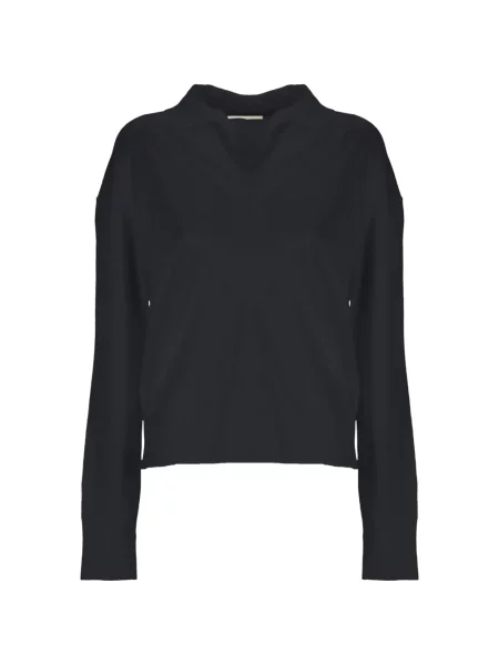 Gulerat tricou polo Oliver Lattughi cu decolteu în V albastru