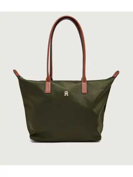 Tommy Hilfiger Geantă shopper Popette cu adaos de piele verde
