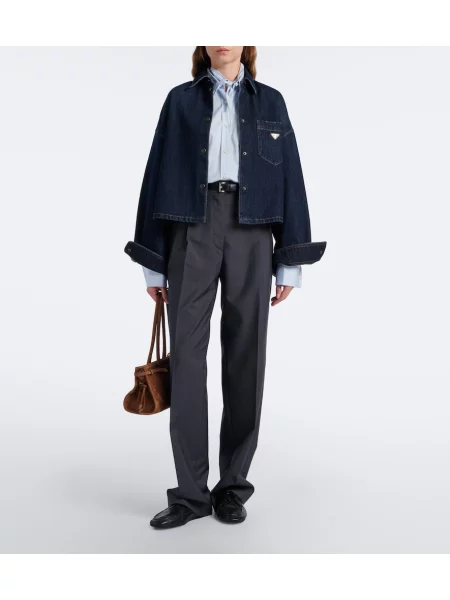 Pantaloni Prada de lână gri