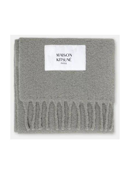 Szal Maison Kitsune z alpaki z logo zielona