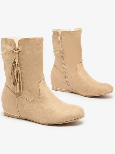 Botine Resti din piele de căprioară bej