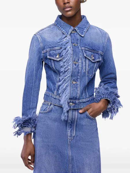 Geacă de blugi Rabanne cu franjuri albastru