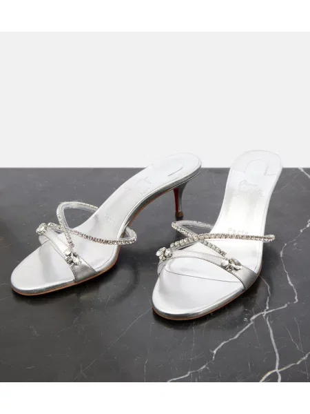 Kožené sandále Christian Louboutin strieborná