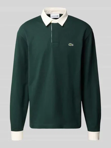 Koszulka polo o kroju relaxed fit z czystej bawełny z kołnierzykiem w kontrastowym kolorze Lacoste zielona