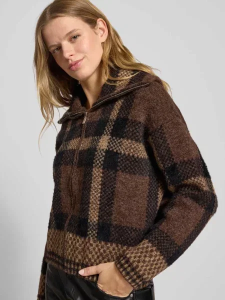 Kurtka z dzianiny o kroju regular fit ze wzorem na całej powierzchni model ‘MAROON’ Only