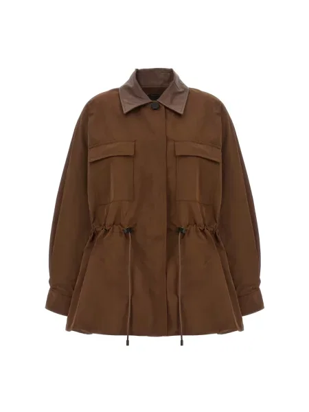 Kurtka skórzana Max Mara brązowa