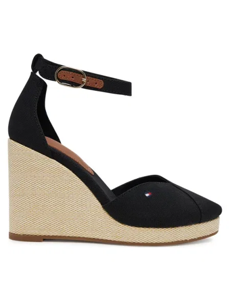 Tommy Hilfiger Poltopánky Flag High Wedge Espad Closed Toe čierna