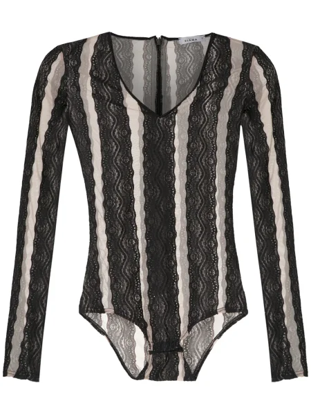 Body Amir Slama cu model floral transparente negru