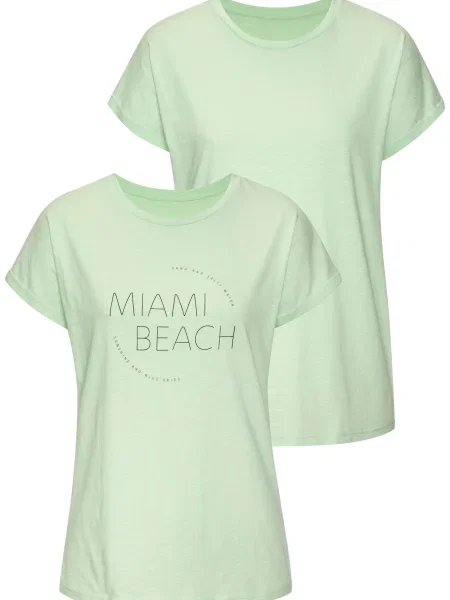 VIVANCE Tricou verde mentă negru
