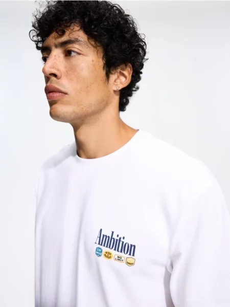 Reserved Tricou cu croială lejeră cu imprimeu alb
