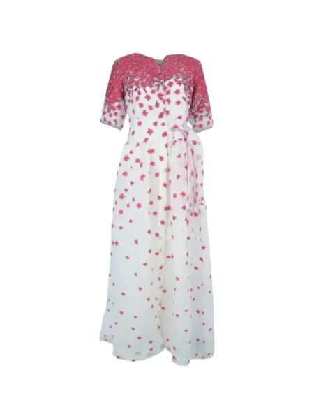 Maksi sukienka maxi Baruni w kwiatki garniturowa biała