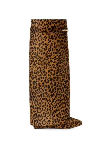 Botine Givenchy din piele cu model leopard maro