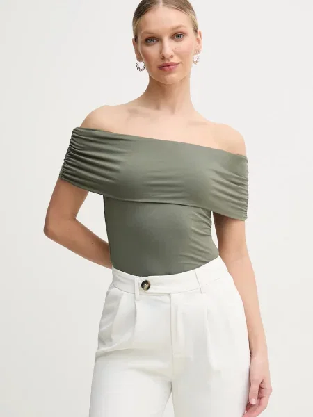 Блуза Guess CHARLOTTE с изчистен дизайн зелено