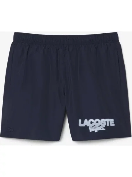 Kąpielówki Lacoste Mid Length Printed granatowy S niebieskie