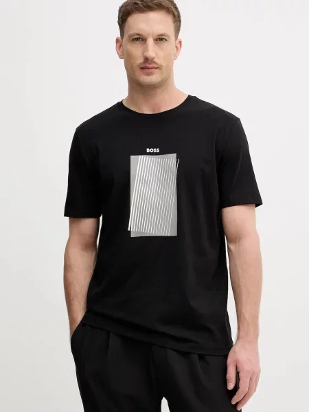 BOSS Green t-shirt T-Shirt 2 z nadrukiem czarny