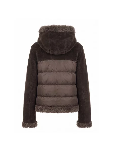 Kurtka skórzana Moncler brązowa
