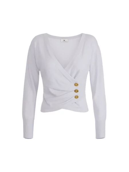Sweter Elisabetta Franchi z kaszmiru biały