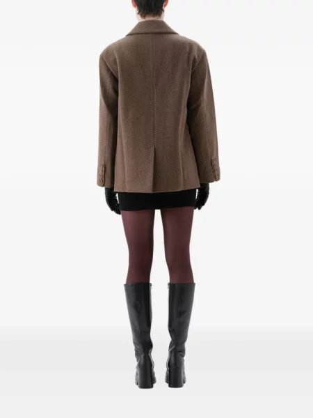 Sacou Unreal Fur cu model herringbone cu blană maro