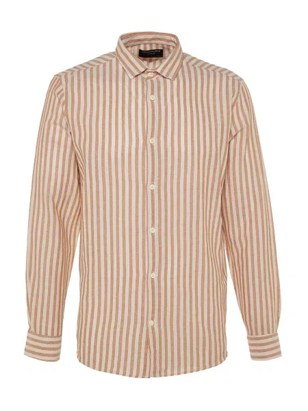 Trendyol Cămașă gri taupe alb