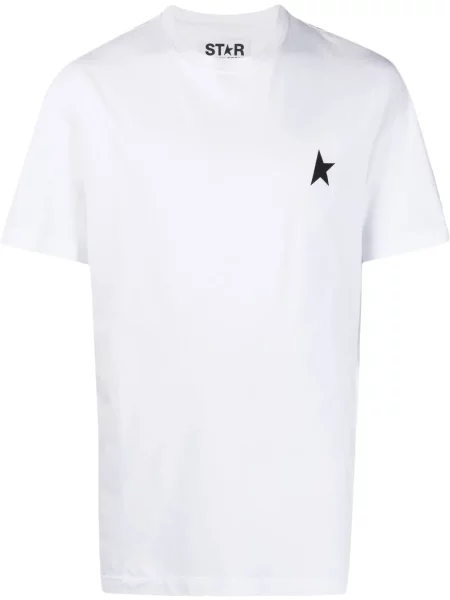Tričko Golden Goose s výstřihem ve tvaru U bílé