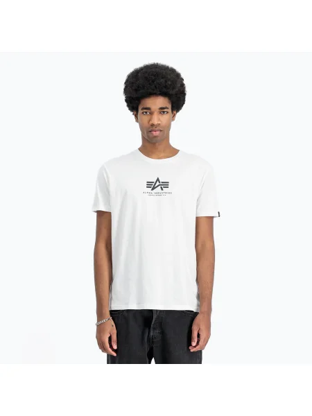 Tricou pentru bărbați Alpha Industries Basic Mid Logo white alb