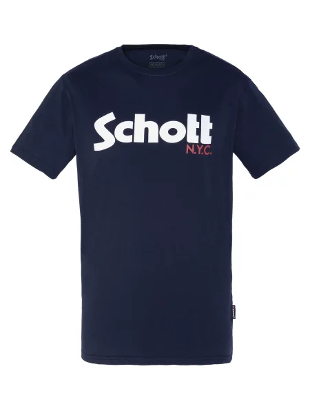 Schott NYC Tricou albastru închis / roșu alb