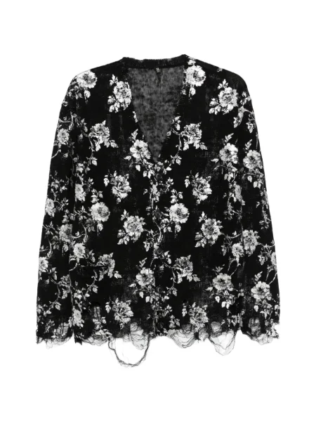 Cardigan R13 cu model floral cu imagine negru
