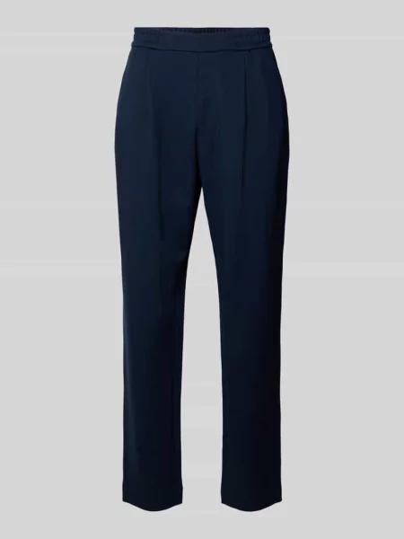 Spodnie materiałowe o kroju slim tapered fit z zakładkami w pasie Ck Calvin Klein granatowe